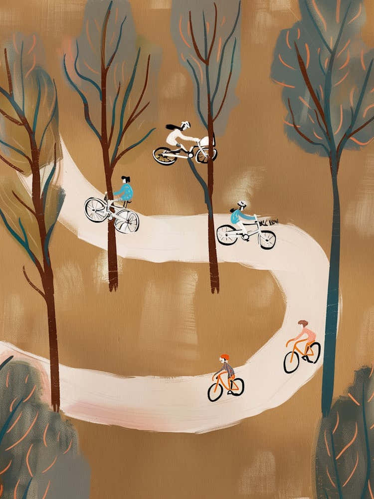 Illustration Of People Riding Bikes