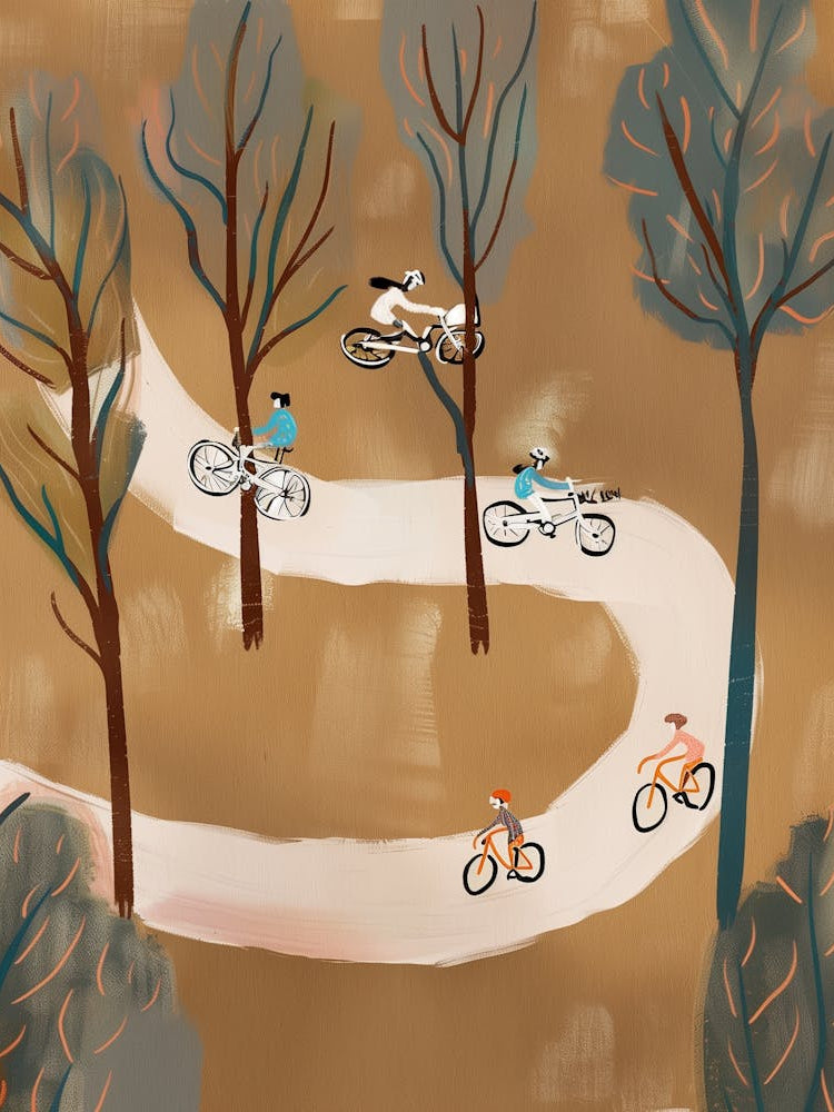 Illustration Of People Riding Bikes