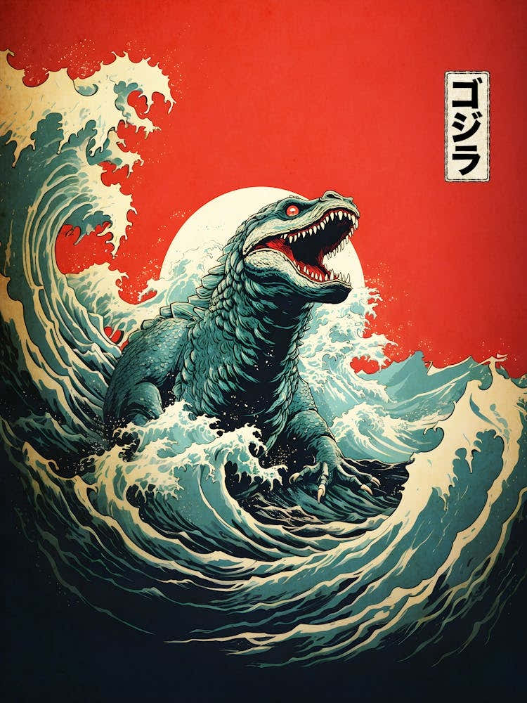 Godzilla And The Great Wave Off Kanagawa