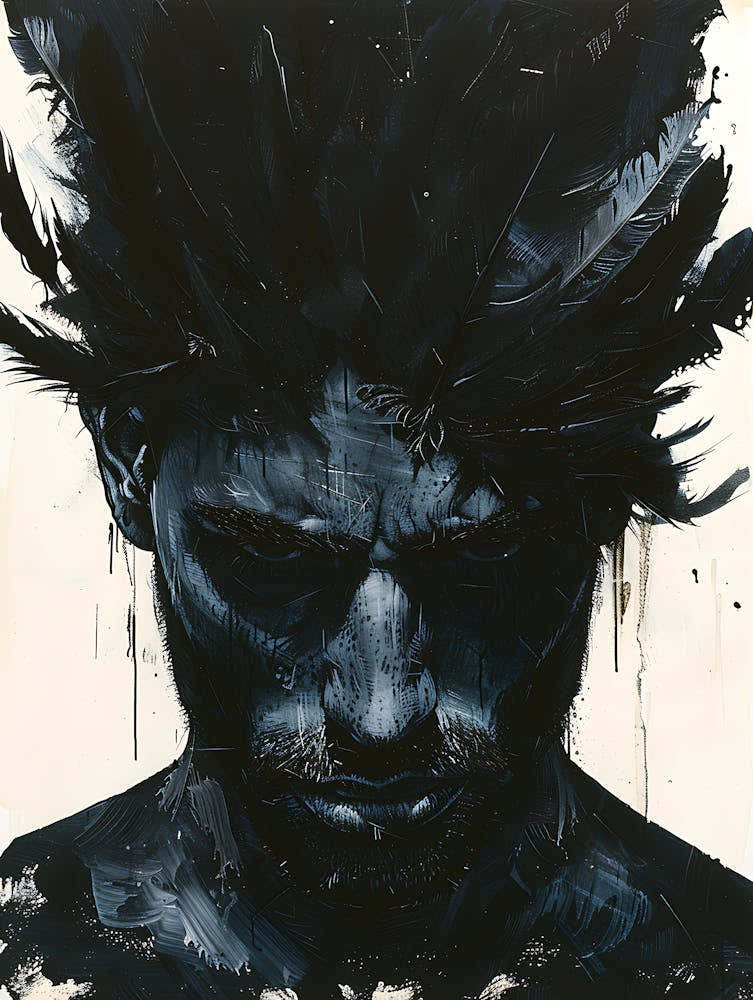 Whimsical Dark Feathers Man 3