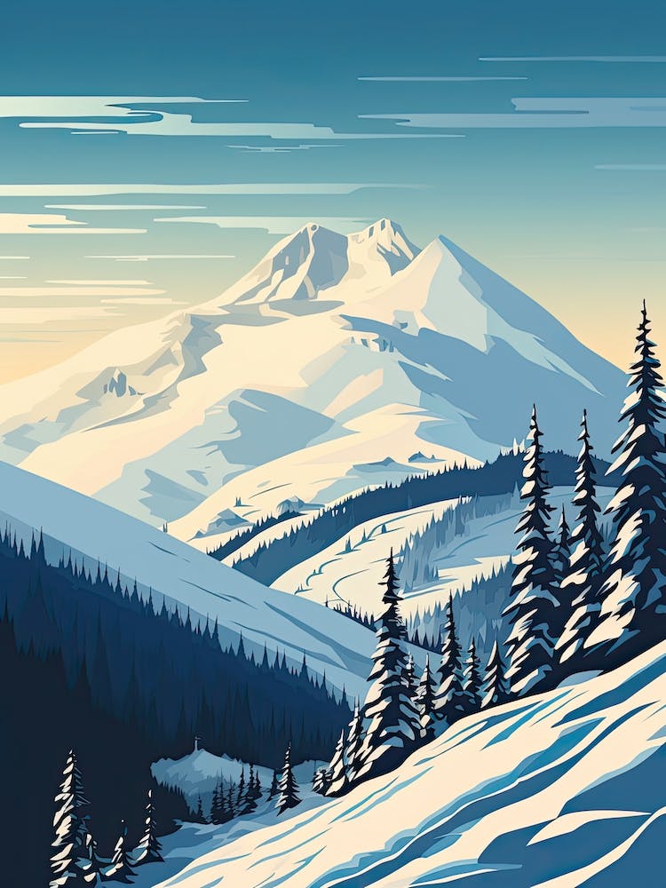 Whistler Blackcomb   British Columbia, Canada, Ski Resort Illustration 0 Simple Style
