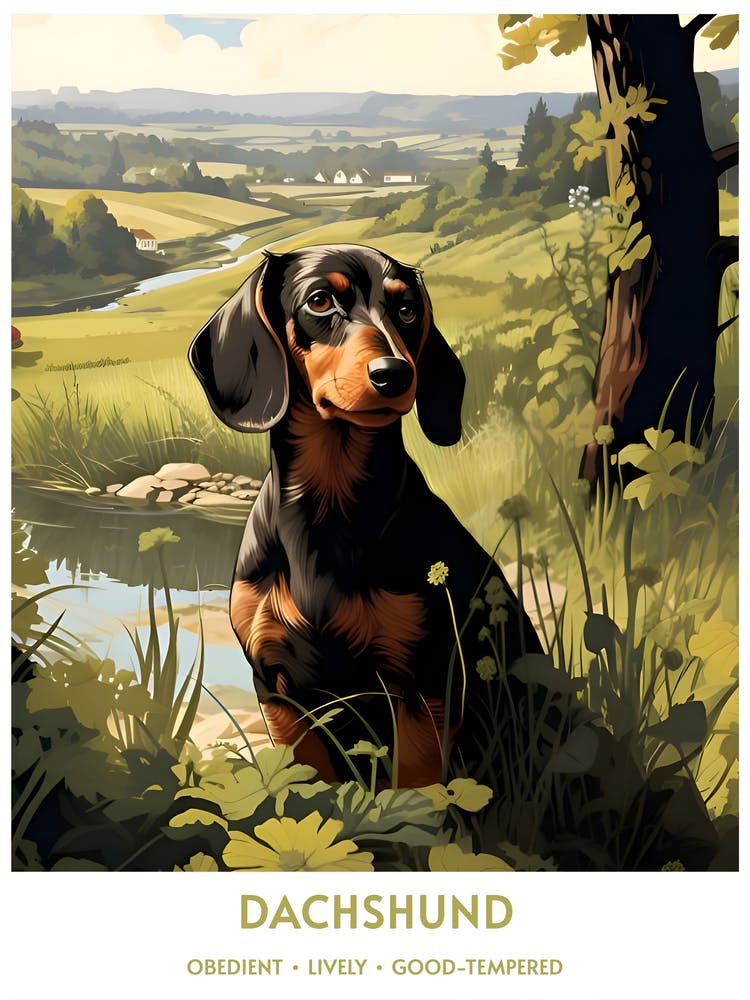 Dachshund (Dog Breed - Travel Poster Style} 1