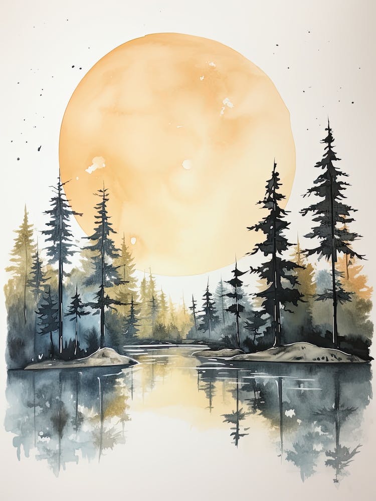 Watercolour Of Sipoonkorpi National Park   Finland 2