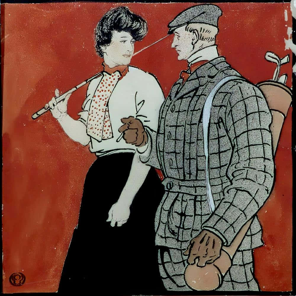 Woman And Man Golfers Conversing (1902), Edward Penfield