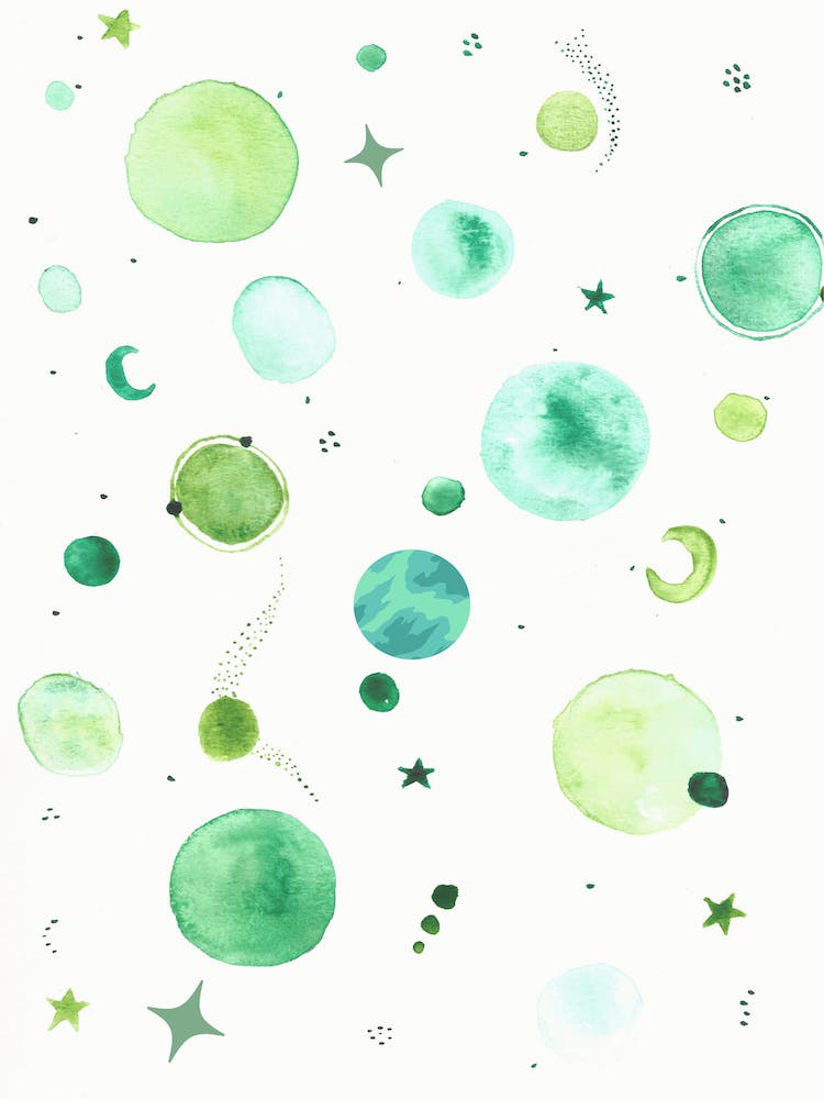 Moon and Stars - Green