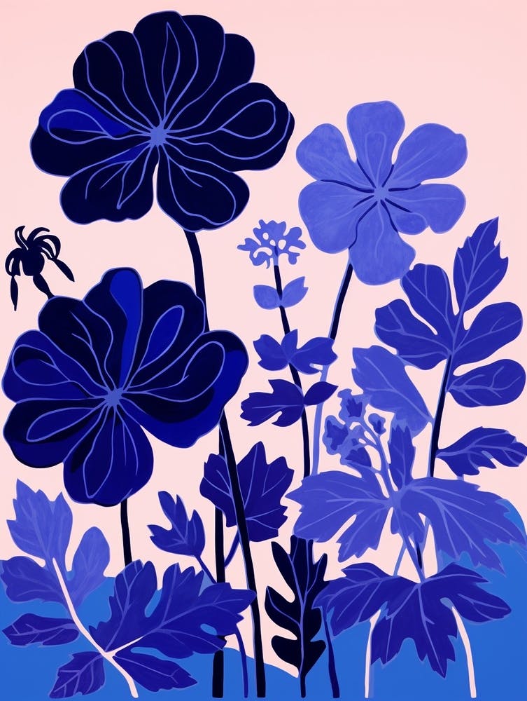 Blue Flower Illustration Geranium 3