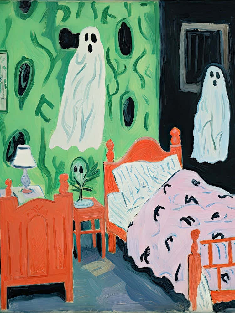 Green Bedroom With Two Ghosts, Matisse Style