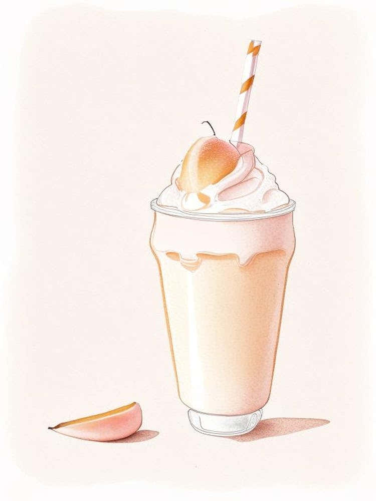 Peach Milkshake Dairy Food Pencil Illustration 3