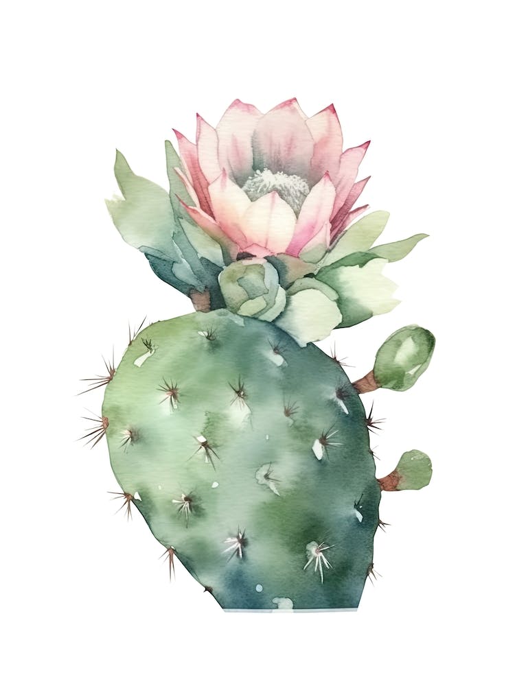 Spider Cactus Watercolour Drawing 1
