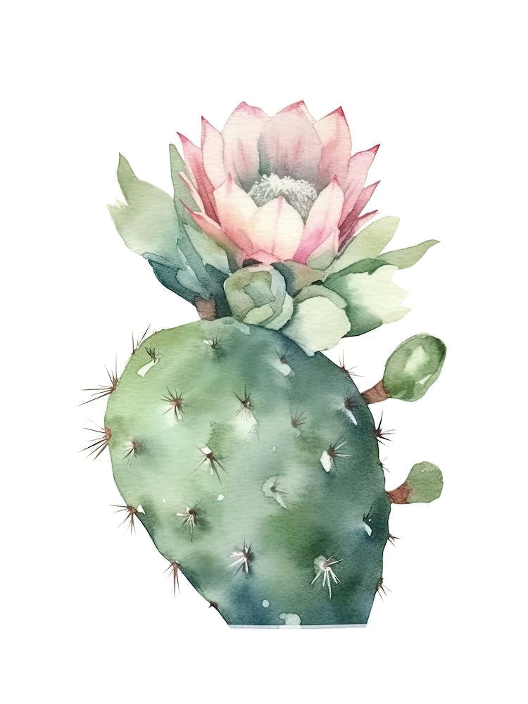 Spider Cactus Watercolour Drawing 1