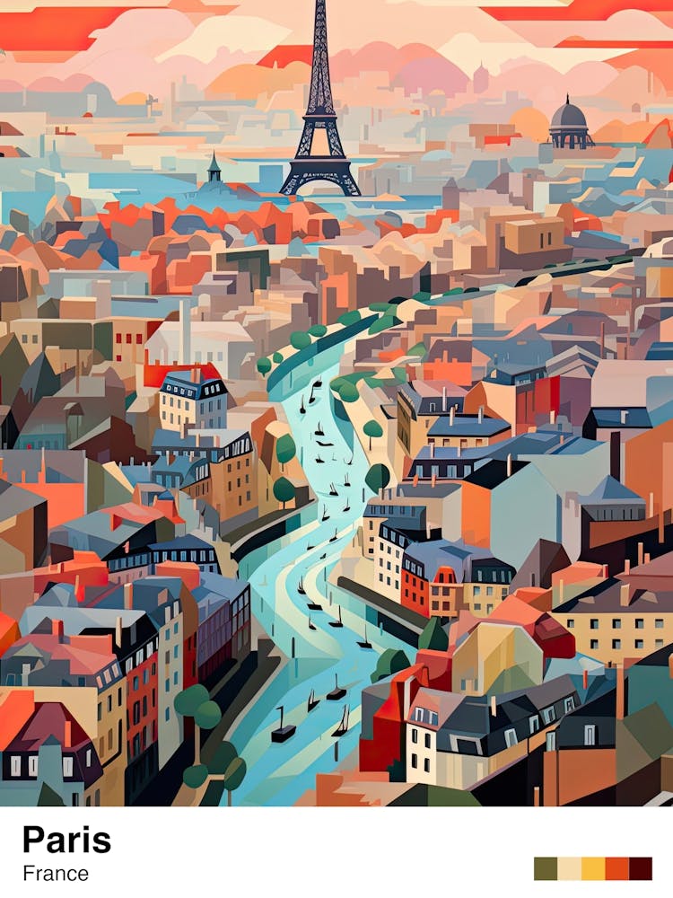 Paris View   Geometric Vector Illustration 1 Poster