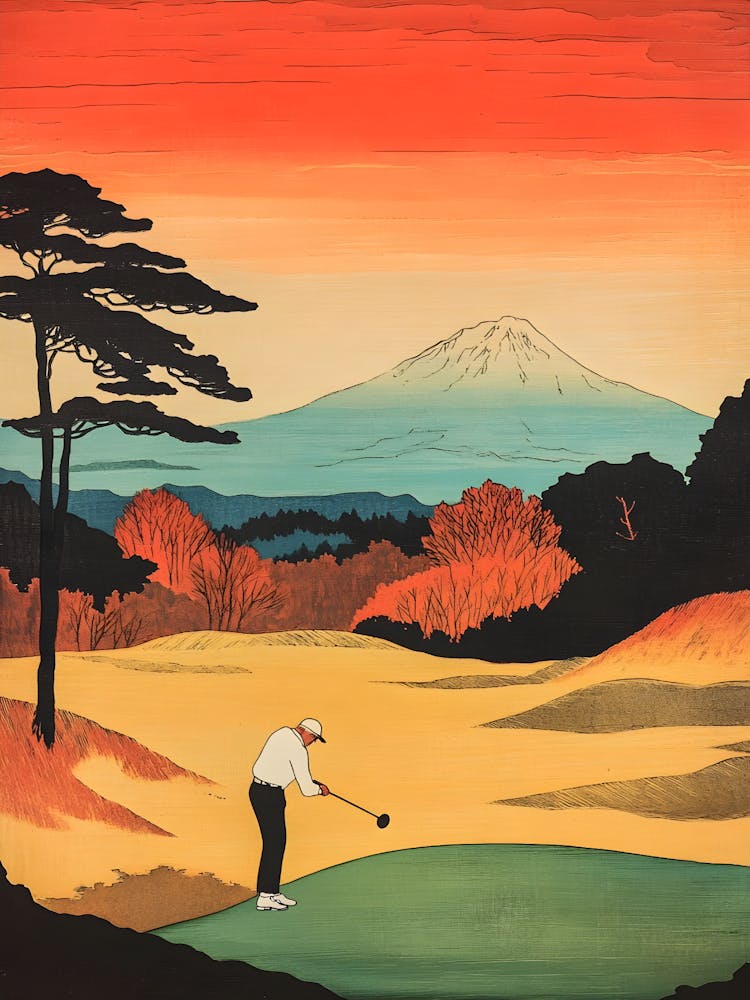 Golfer At Sunset