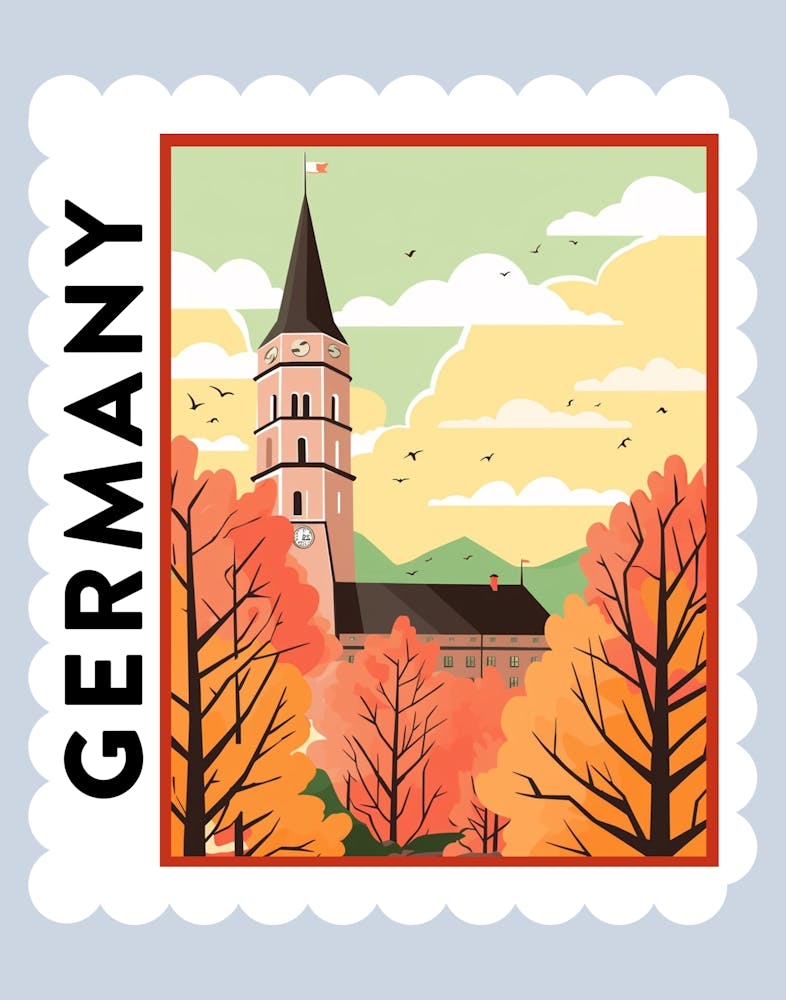Germany 2 Travel Stamp Poster