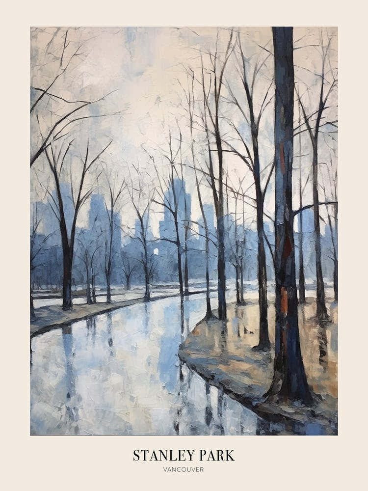 Winter City Park Poster Stanley Park Vancouver Canada 2