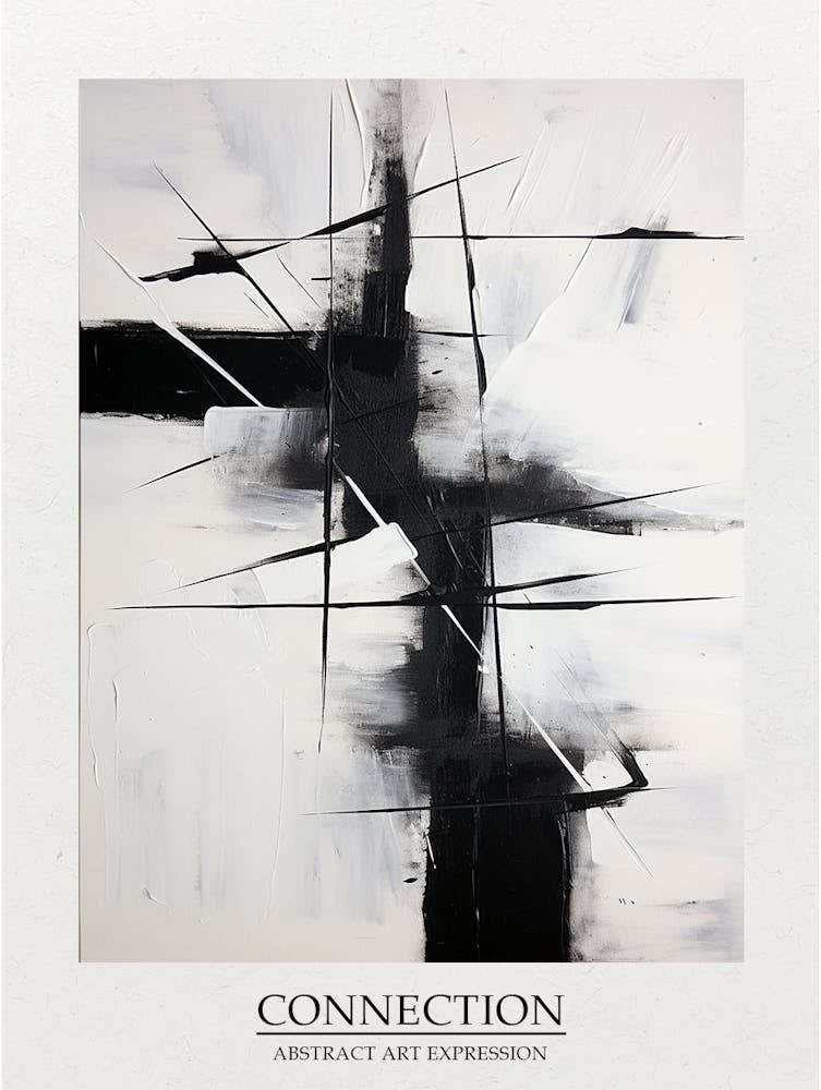 Connection Abstract Black And White 6 Poster