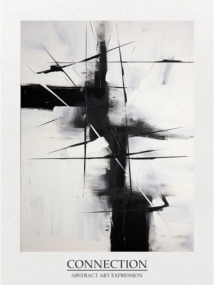 Connection Abstract Black And White 6 Poster