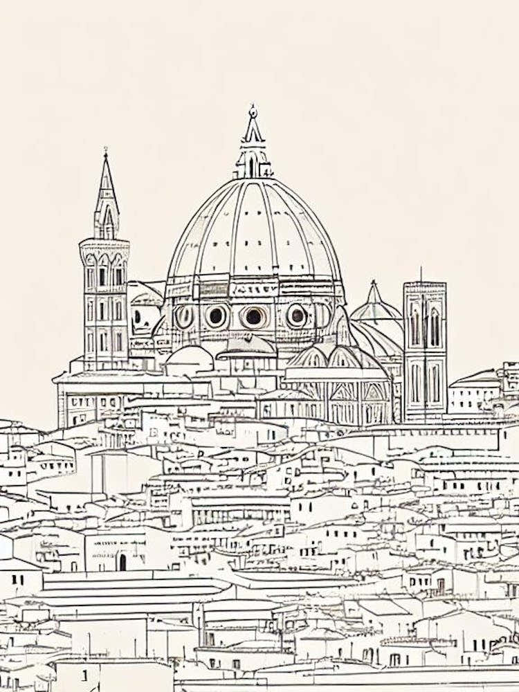 Florence Cathedral 1 Italy Boho Landmark Illustration