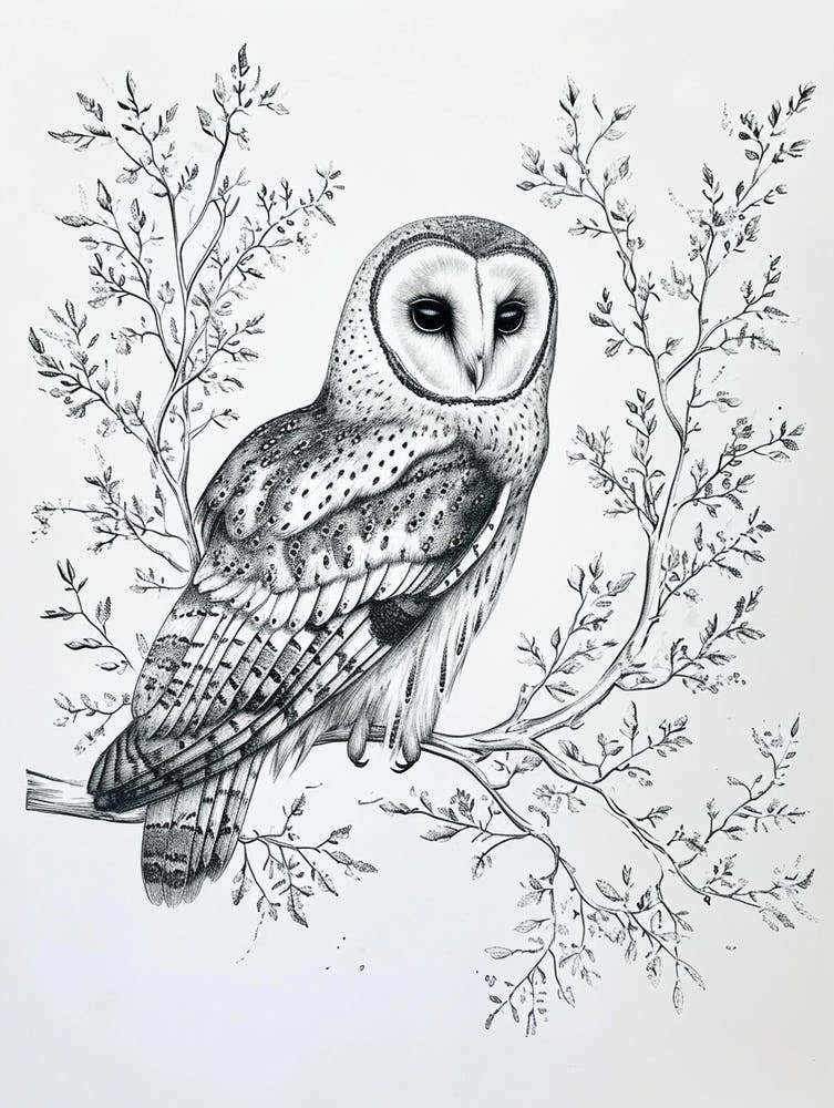 Boreal Owl Marker Drawing 2