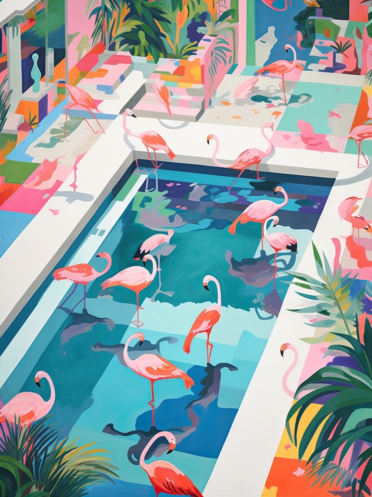 Pool With Flamingos Tropical 3