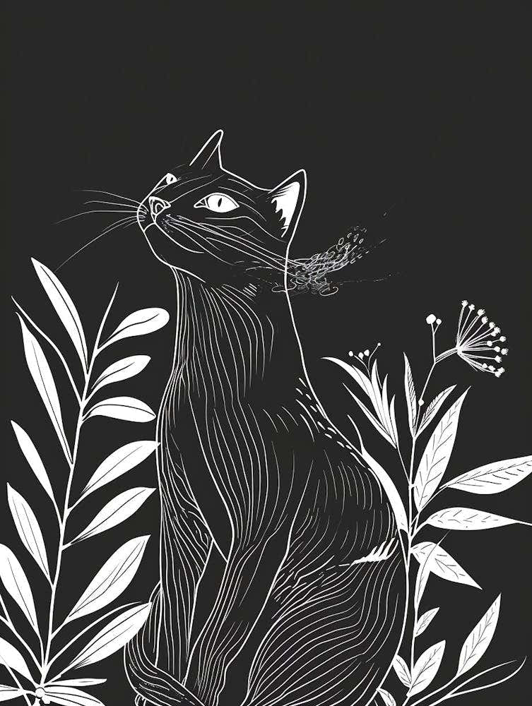Bombay Cat Minimalist Illustration 2