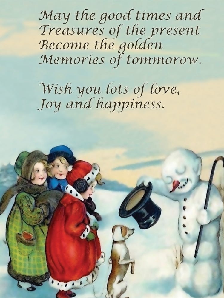 Little Girl Meet Snowman, Holiday Quote