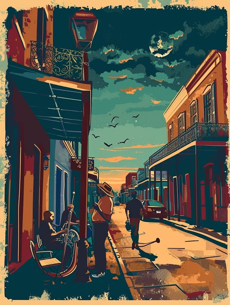 Frenchmen Street Vintage Poster 1