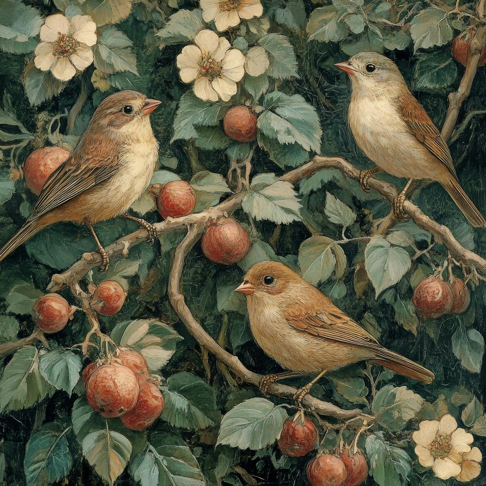 Three Birds On A Branch Art 8