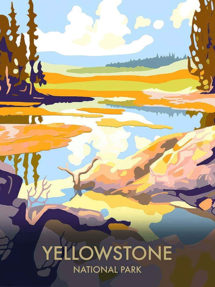 Yellowstone National Park Matisse Style Vintage Travel Poster 4