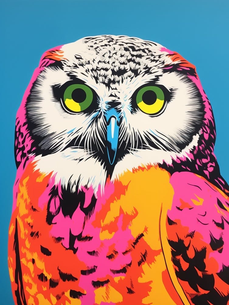 Andy Warhol Style Bird Snowy Owl 2