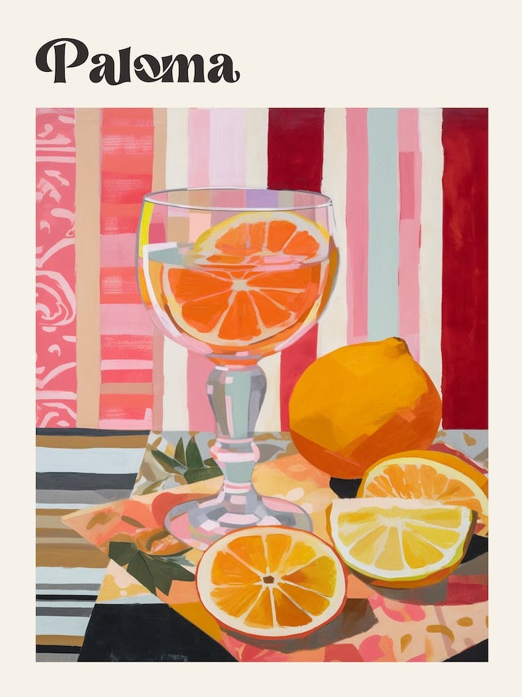 Paloma Retro Cocktail Poster
