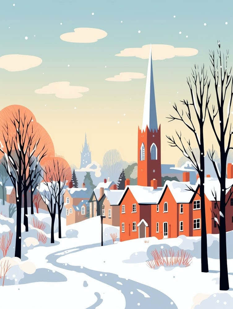 Retro Winter Illustration St Andrews United Kingdom