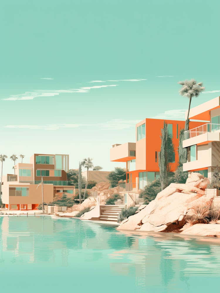 Abstract Illustration Of St Pete Beach Florida Orange Hues 4