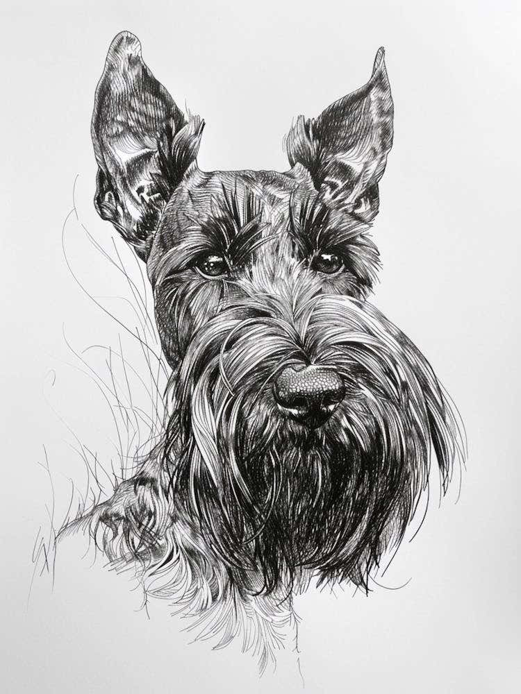 Scottish Terrier Dog Line Sketch 2