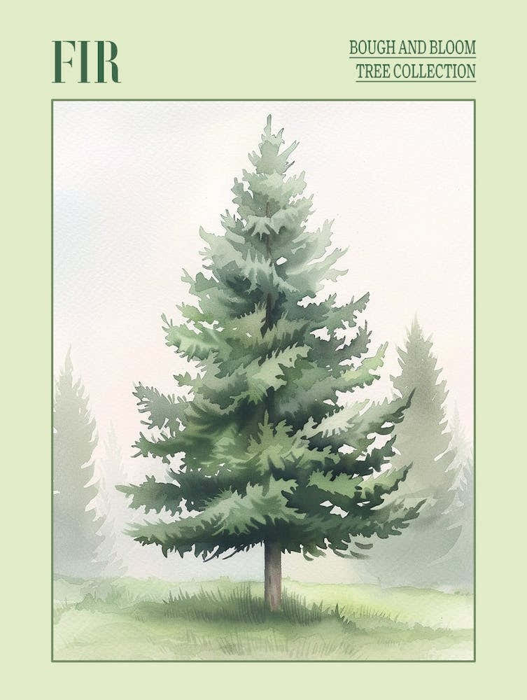 Fir Tree Atmospheric Watercolour Painting 1 Poster