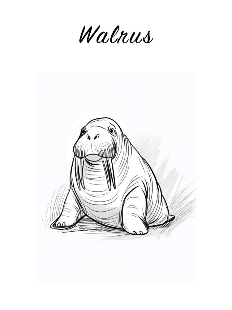 B&W Walrus Poster