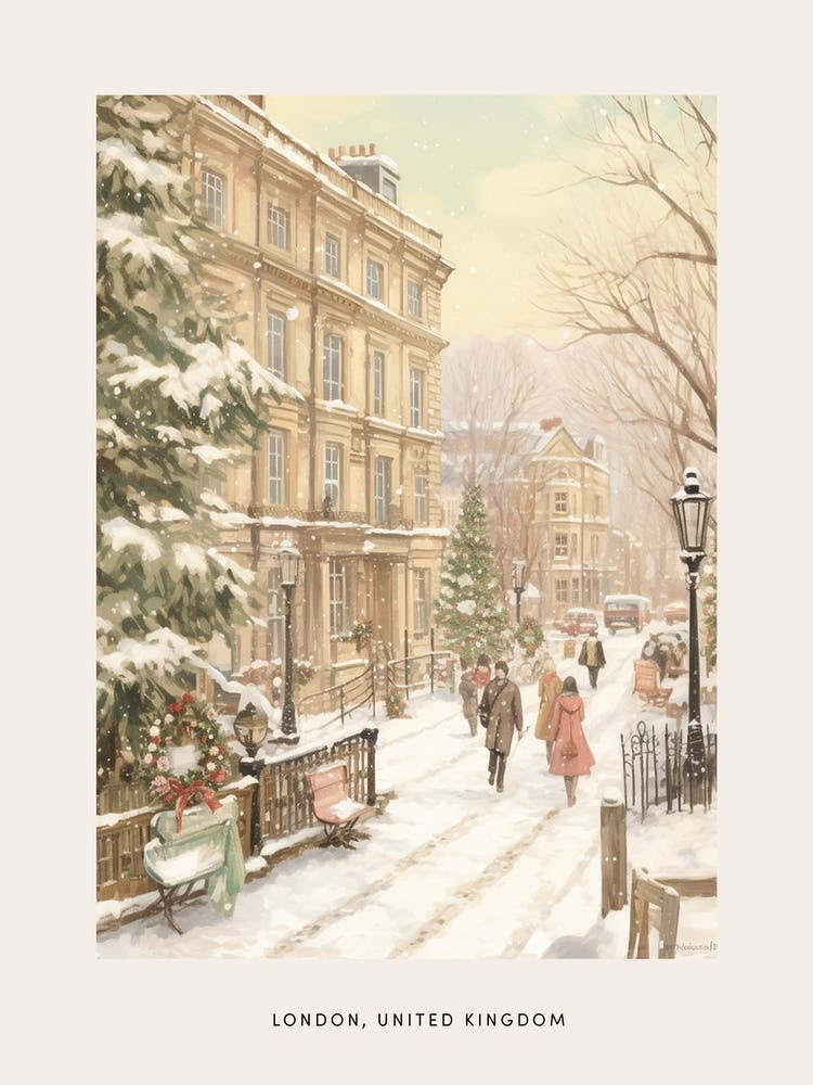 Vintage Winter Poster London United Kingdom 2