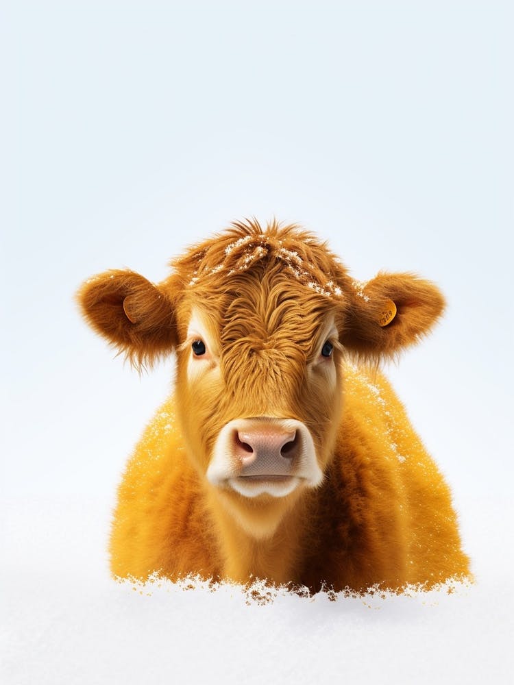 Simple Orange Portrait Of Cow