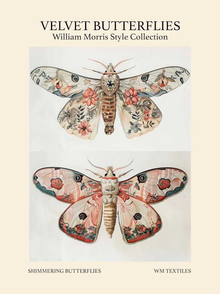 Velvet Butterflies Collection Shimmering Butterflies William Morris Style 2