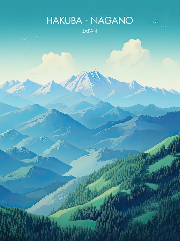 Poster Of Hakuba   Nagano, Japan, Ski Resort Illustration 1