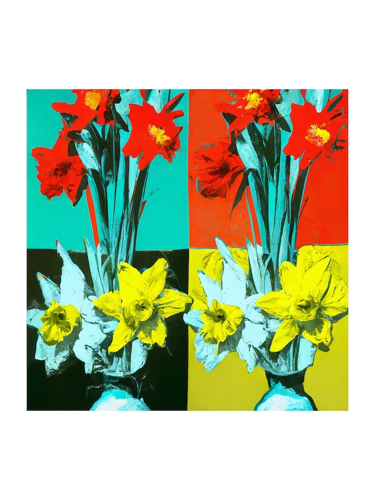 Daffodils Pop Art Andy Warhol Style 3
