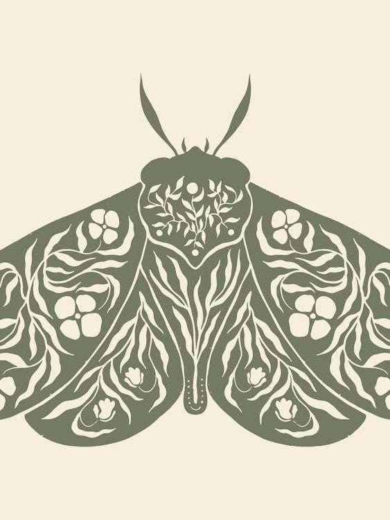 Folk Art Moth 04 - Sage Green
