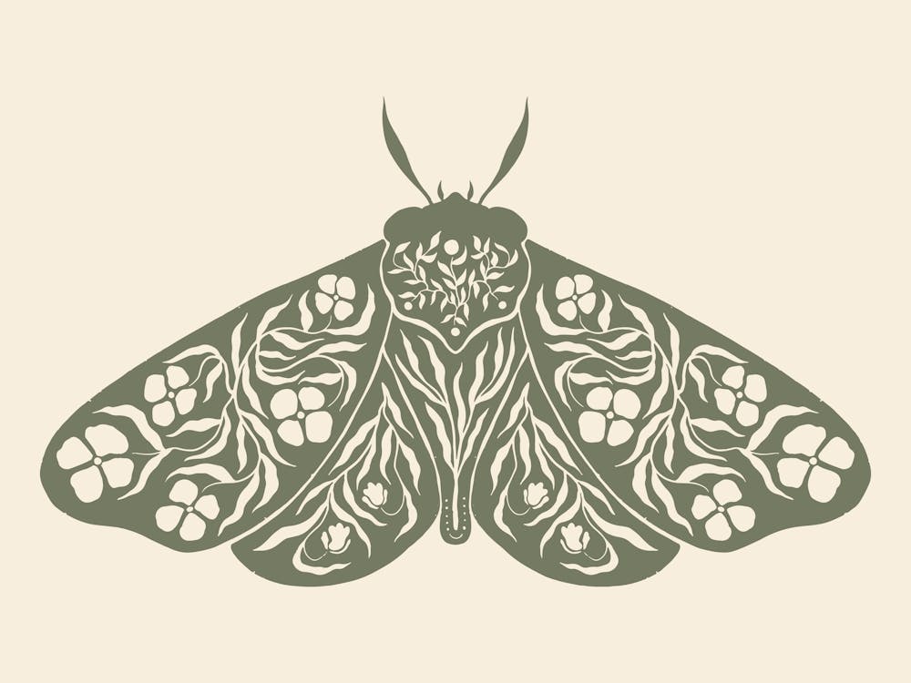 Folk Art Moth 04 - Sage Green