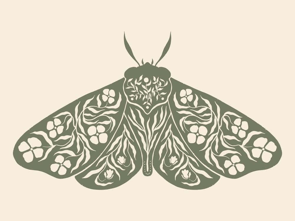 Folk Art Moth 04 - Sage Green