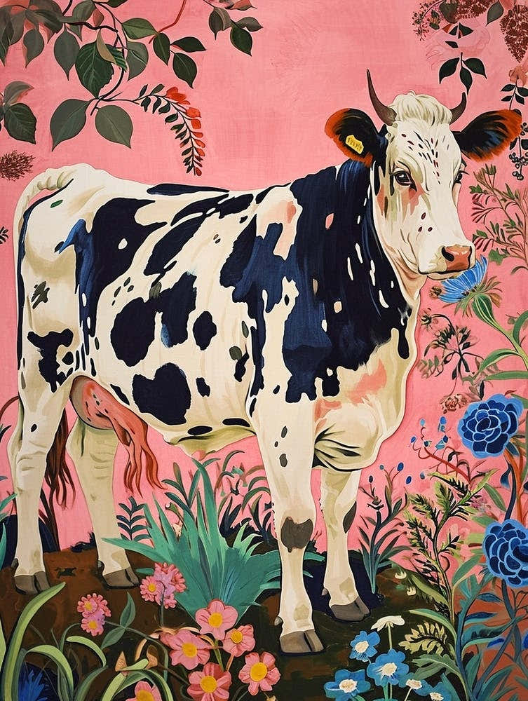 Floral Animal Painting Cow 1