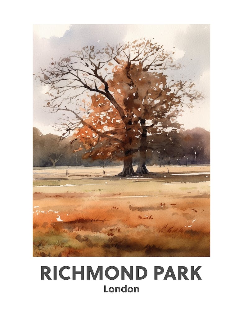 Richmond Park, London 2 Watercolour Travel Poster