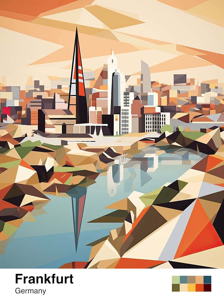 Frankfurt, Germany, Geometric Illustration 3 Poster