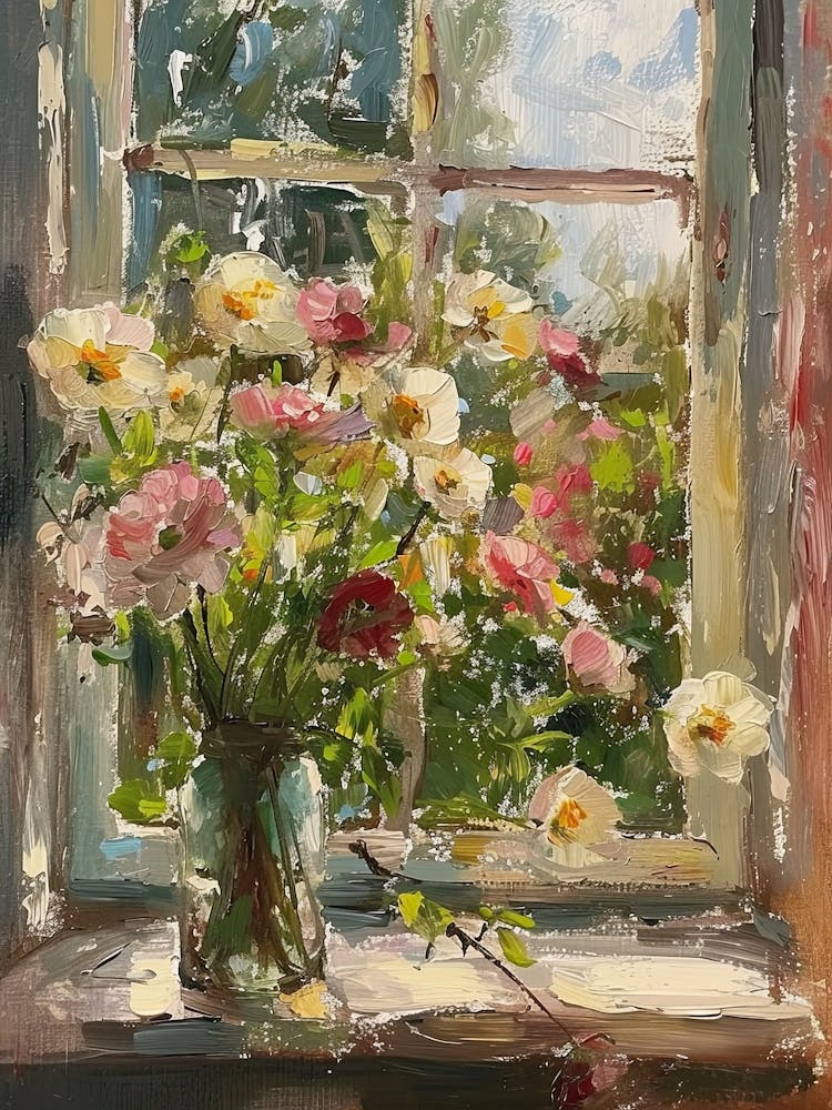 Ranunculus Flowers On A Cottage Window 4