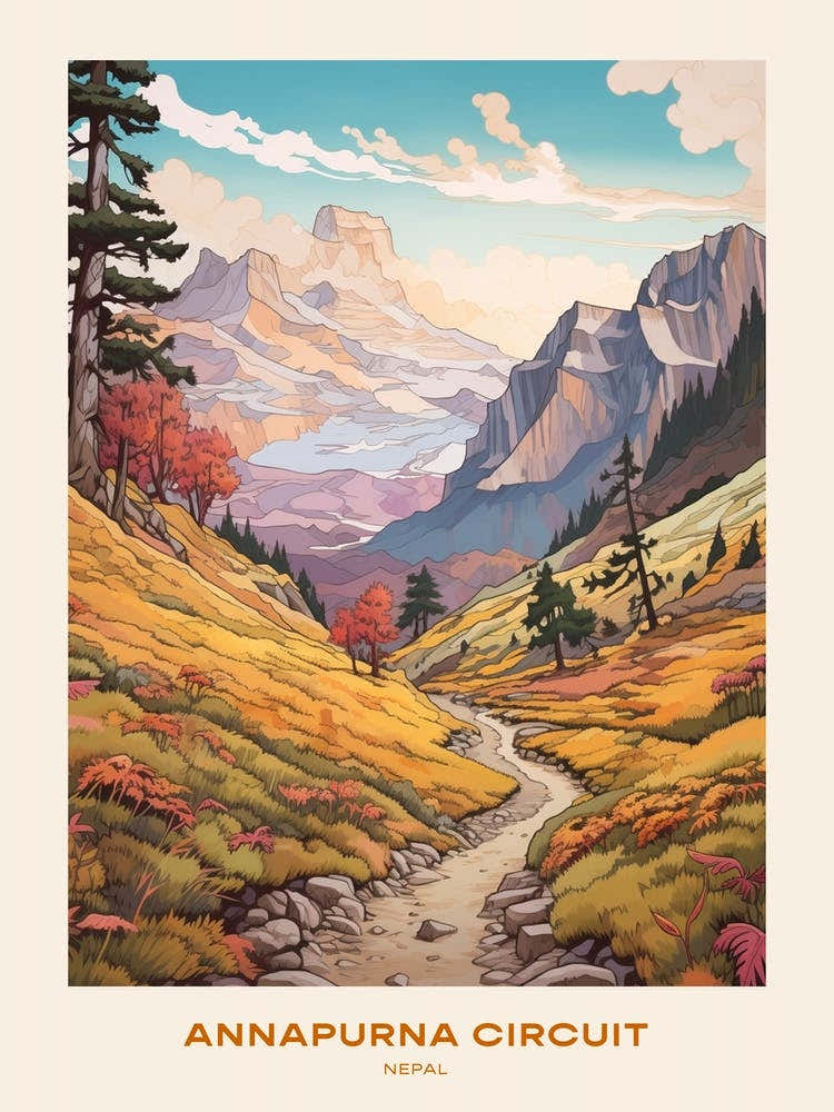 Annapurna Circuit Nepal 3 Hike Poster