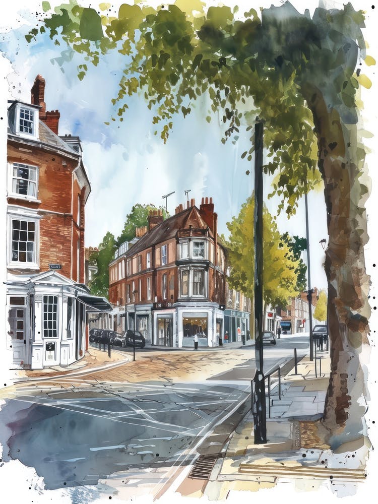 Kingston Upon Thames London Borough   Street Watercolour 4