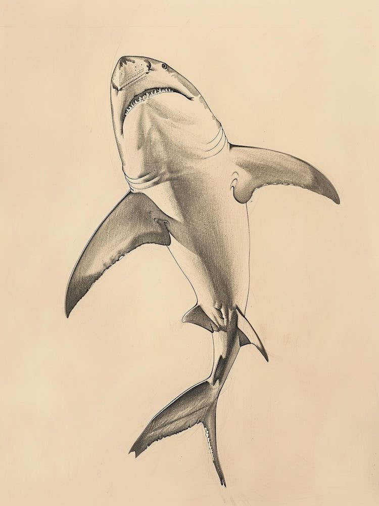 Bigeye Thresher Shark Vintage Illustration 1